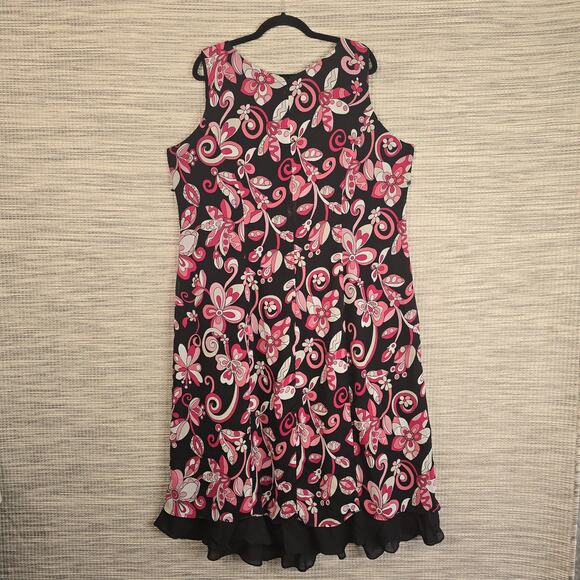 VTG Studio I Dress Women Plus Size 20W Sleeveless Floral Ruffle MOD 90s Coquette - Picture 2 of 11